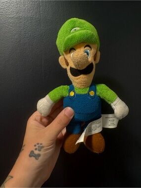 Nintendo Super Mario Bros Luigi Plush Stuffed Character Toy Green Blue 8"